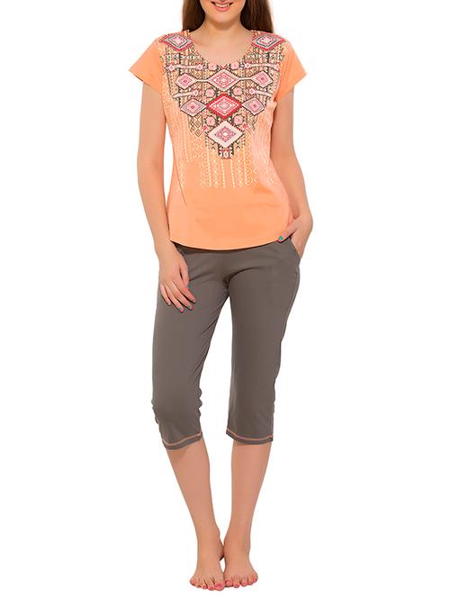 orange and grey printed hosery capri set - 11698209 - Very Small Image - 1