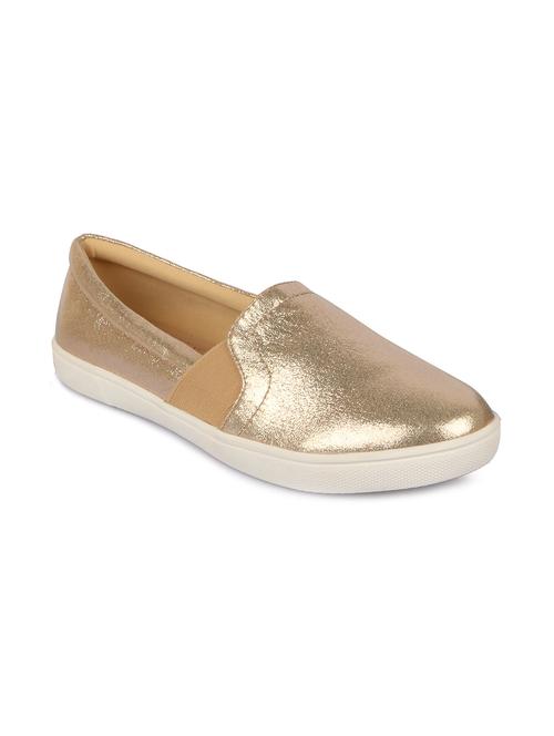 gold faux leather slip on plimsolls - 11698370 - Very Small Image - 1