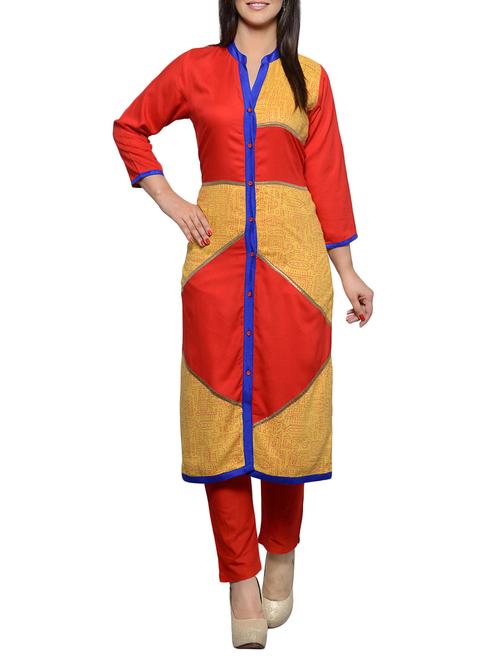 color block rayon kurta - 11698379 - Very Small Image - 1