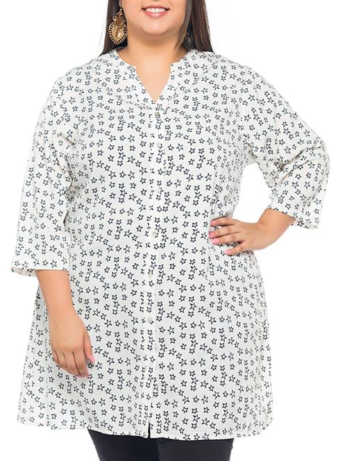 white printed polyester tunic - 11702626 - Very Small Image - 1