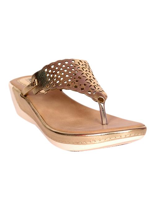 gold fabric and faux leather wedges - 11703470 - Very Small Image - 1
