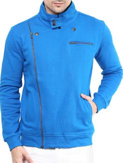 blue cotton casual jacket - 11704681 - Very Small Image - 1