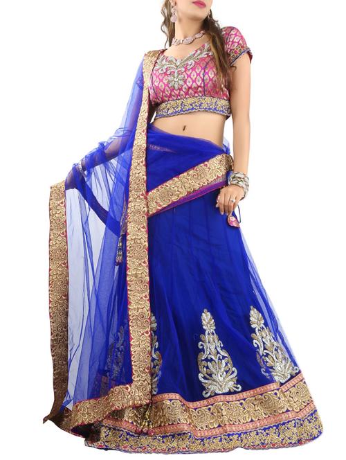 blue net embroidered lehenga - 11715143 - Very Small Image - 1