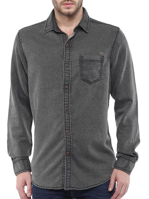 mufti mens grey slim fit mid rise casual shirts - 11715990 - Very Small Image - 1