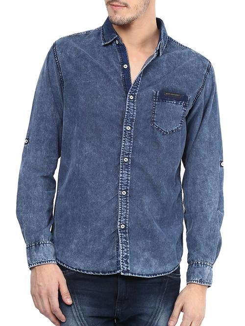 mufti mens blue slim fit mid rise casual shirts - 11715996 - Very Small Image - 1