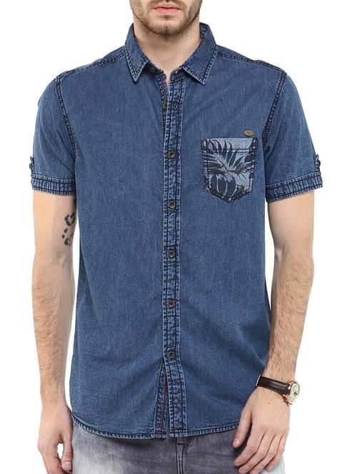 mufti mens blue slim fit mid rise casual shirts - 11716000 - Very Small Image - 1