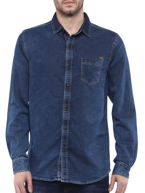 mufti mens blue slim fit mid rise casual shirts - 11716011 - Very Small Image - 1