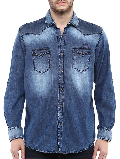 mufti mens blue slim fit mid rise casual shirts - 11716015 - Very Small Image - 1