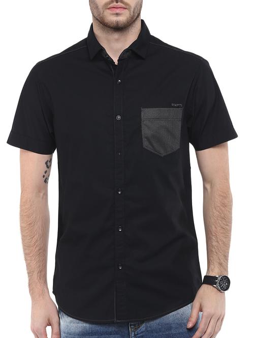 mufti mens black slim fit mid rise casual shirts - 11716018 - Very Small Image - 1