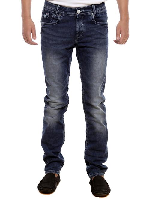 mufti mens dark blue narrow fit mid rise jeans - 11716021 - Very Small Image - 1