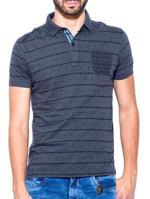 mufti mens grey slim fit mid rise tshirts - 11716024 - Very Small Image - 1