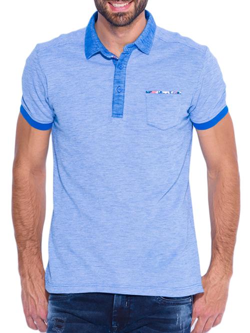 mufti mens blue slim fit mid rise tshirts - 11716032 - Very Small Image - 1