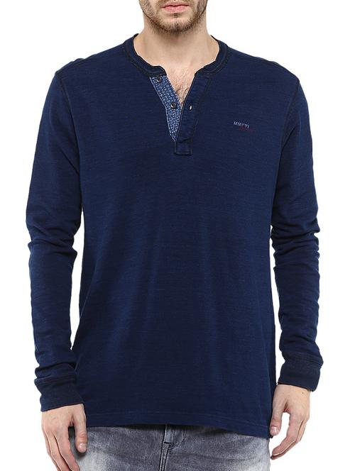 mufti mens indigo slim fit mid rise tshirts - 11716085 - Very Small Image - 1