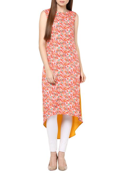 multi colored crepe printed assymmetric tunic - 11716406 - Very Small Image - 1