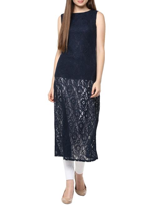 navy blue lace tunic - 11716407 - Very Small Image - 1