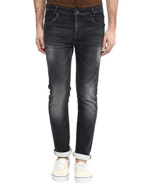 mufti mens black narrow fit mid rise jeans - 11716546 - Very Small Image - 1