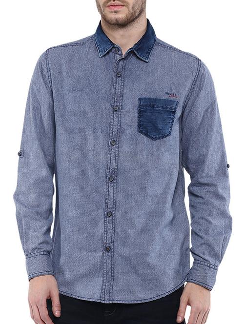 mufti mens blue slim fit mid rise casual shirts - 11716560 - Very Small Image - 1