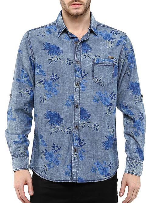 mufti mens blue slim fit mid rise casual shirts - 11716632 - Very Small Image - 1