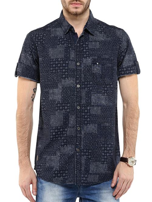 men navy blue cotton casual shirt - 11716633 - Very Small Image - 1
