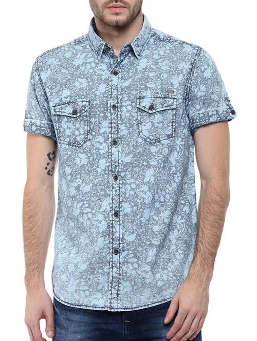 light blue cotton casual shirt - 11716636 - Very Small Image - 1