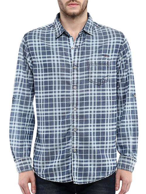 mufti mens blue slim fit mid rise casual shirts - 11716649 - Very Small Image - 1