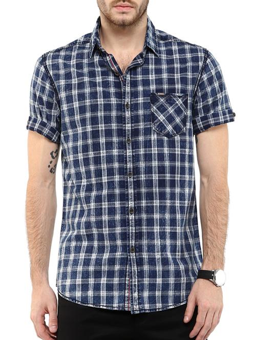 mufti mens blue slim fit mid rise casual shirts - 11716652 - Very Small Image - 1