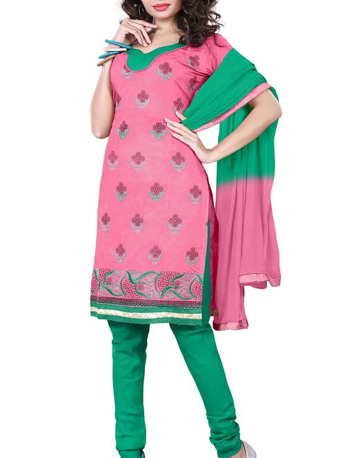 pink chanderi cotton unstitched suit - 11716761 - Very Small Image - 1