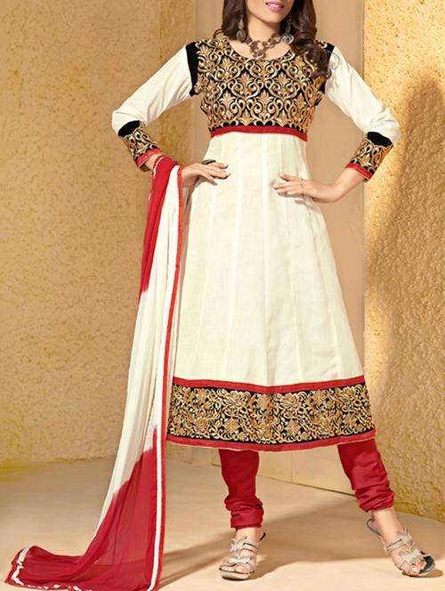 white cotton unstitched suit - 11716811 - Very Small Image - 1