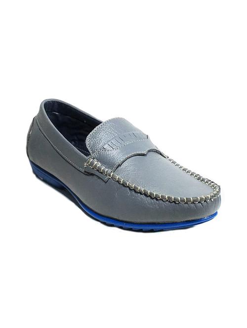 solid grey leather loafers - 11720050 - Very Small Image - 1