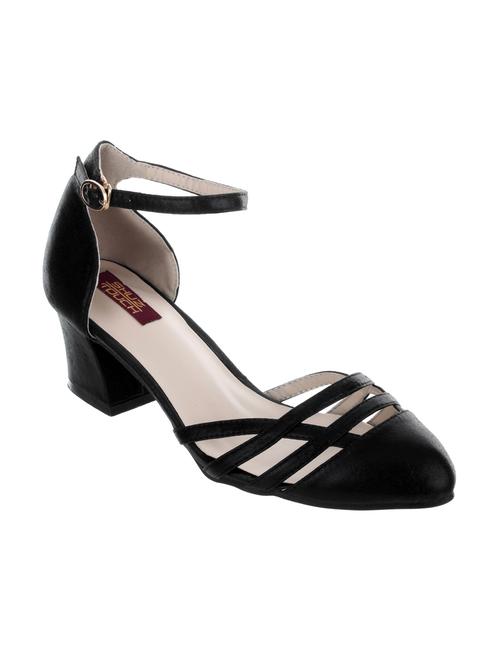 black leatherette block heel sandal - 11724627 - Very Small Image - 1