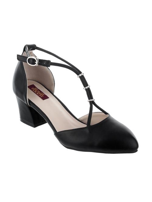 black leatherette block heel sandal - 11724631 - Very Small Image - 1