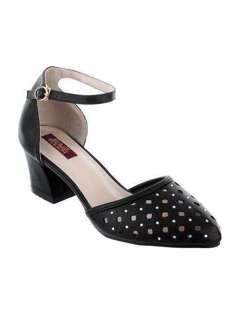 black leatherette block heel sandal - 11724634 - Very Small Image - 1