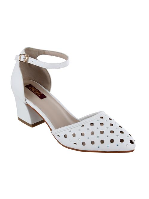 white leatherette block heel sandal - 11724636 - Very Small Image - 1