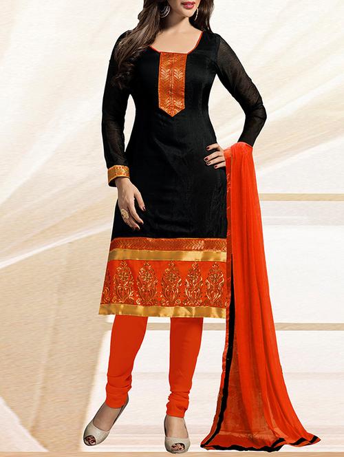 black cotton unstitched suit - 11725851 - Very Small Image - 1