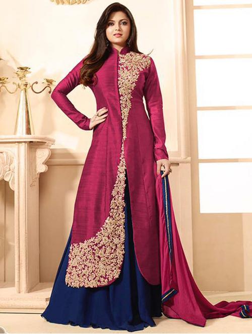 pink georgette unstitched suit - 11725867 - Very Small Image - 1