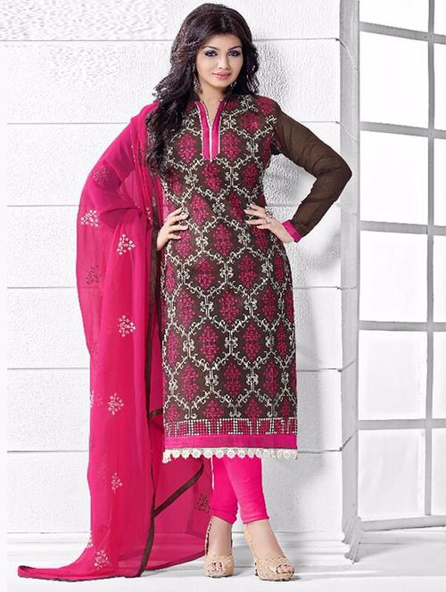 pink cotton unstitched suit - 11725941 - Very Small Image - 1