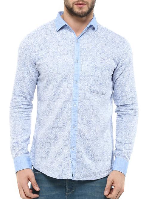 blue cotton casual shirt - 11726451 - Very Small Image - 1