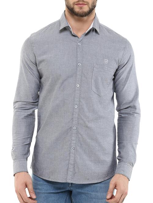 grey cotton casual shirt - 11726458 - Very Small Image - 1