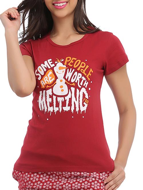 women's front print round neck t-shirt - 11726866 - Very Small Image - 1