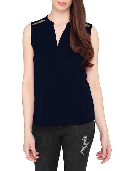 navy blue embellished top - 11726868 - Very Small Image - 1