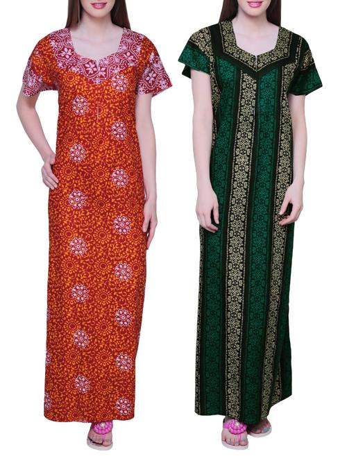 multi colored cotton sleepshirts & nighty - 11727099 - Very Small Image - 1