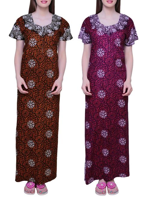 multi colored cotton sleepshirts & nighty - 11727127 - Very Small Image - 1