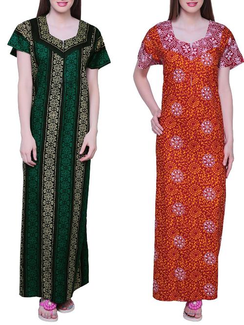 multi colored cotton sleepshirts & nighty - 11727190 - Very Small Image - 1
