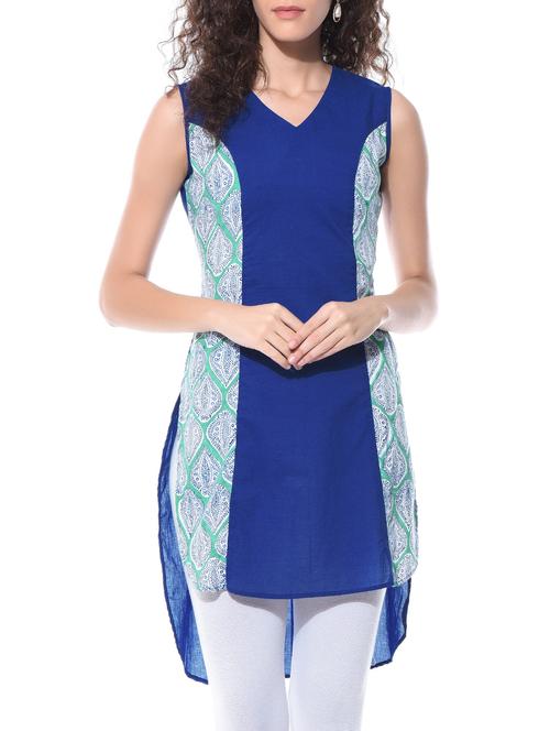 blue cotton angrakha kurti - 11734394 - Very Small Image - 1