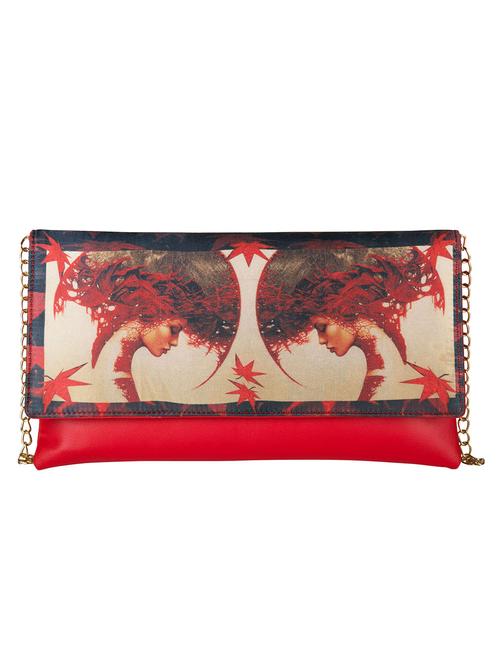 red leatherette printed clutch - 11734918 - Very Small Image - 1
