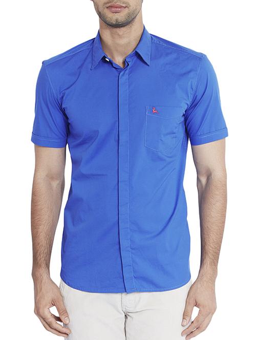 dark blue cotton casual shirt - 11735240 - Very Small Image - 1