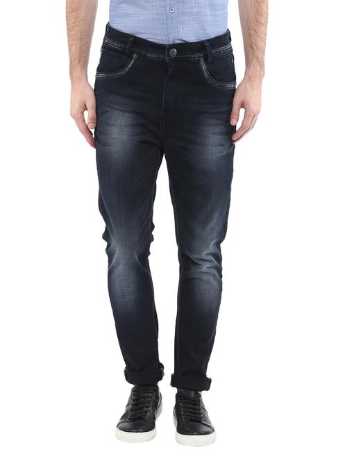 mufti mens black carrot fit mid rise jeans - 11737349 - Very Small Image - 1