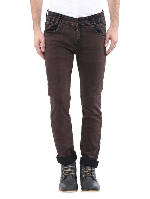 mufti mens brown super slim fit mid rise jeans - 11737386 - Very Small Image - 1