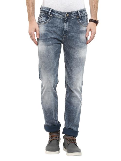 mufti mens grey skinny fit mid rise jeans - 11737398 - Very Small Image - 1