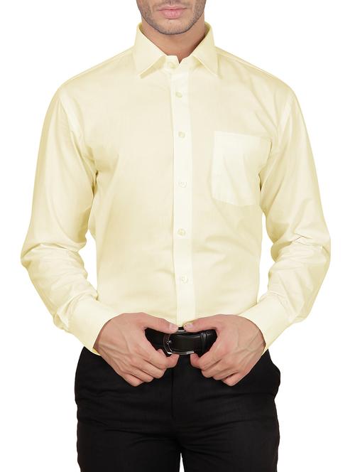 solid yellow cotton formal shirt - 11739182 - Very Small Image - 1